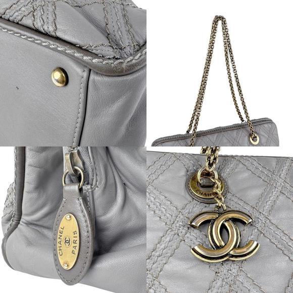 CHANEL Shoulder Bag Leather Grey z3905 - Picture 4 of 5
